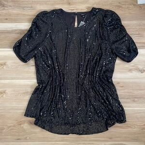 Torrid Black Sequin Top with Caterpillar Sleeves size 18/20 2X